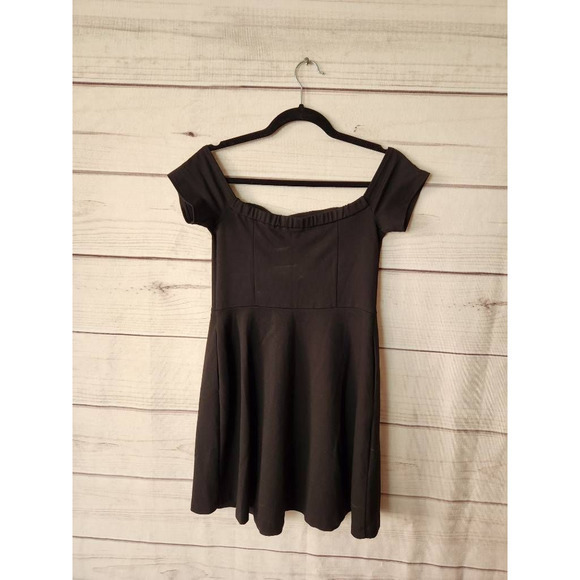 Free People Womens Skater Dress Brown Mini Pockets Off Shoulder Short Sleeve S - Picture 2 of 6